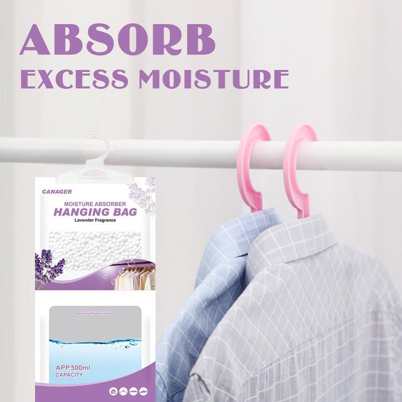 CANAGER Hanging Moisture Absorber, Lavender Vanilla Moistureproof Hanging Bag, Dehumidifier Bag (8 packs) Hanging Closet Dehumidifier Bags, Moisture Absorb 12.5 oz. - Image 2
